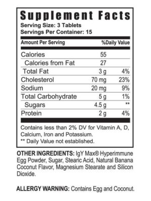 Hyperimmune Egg Banana Chewable Supplement Facts